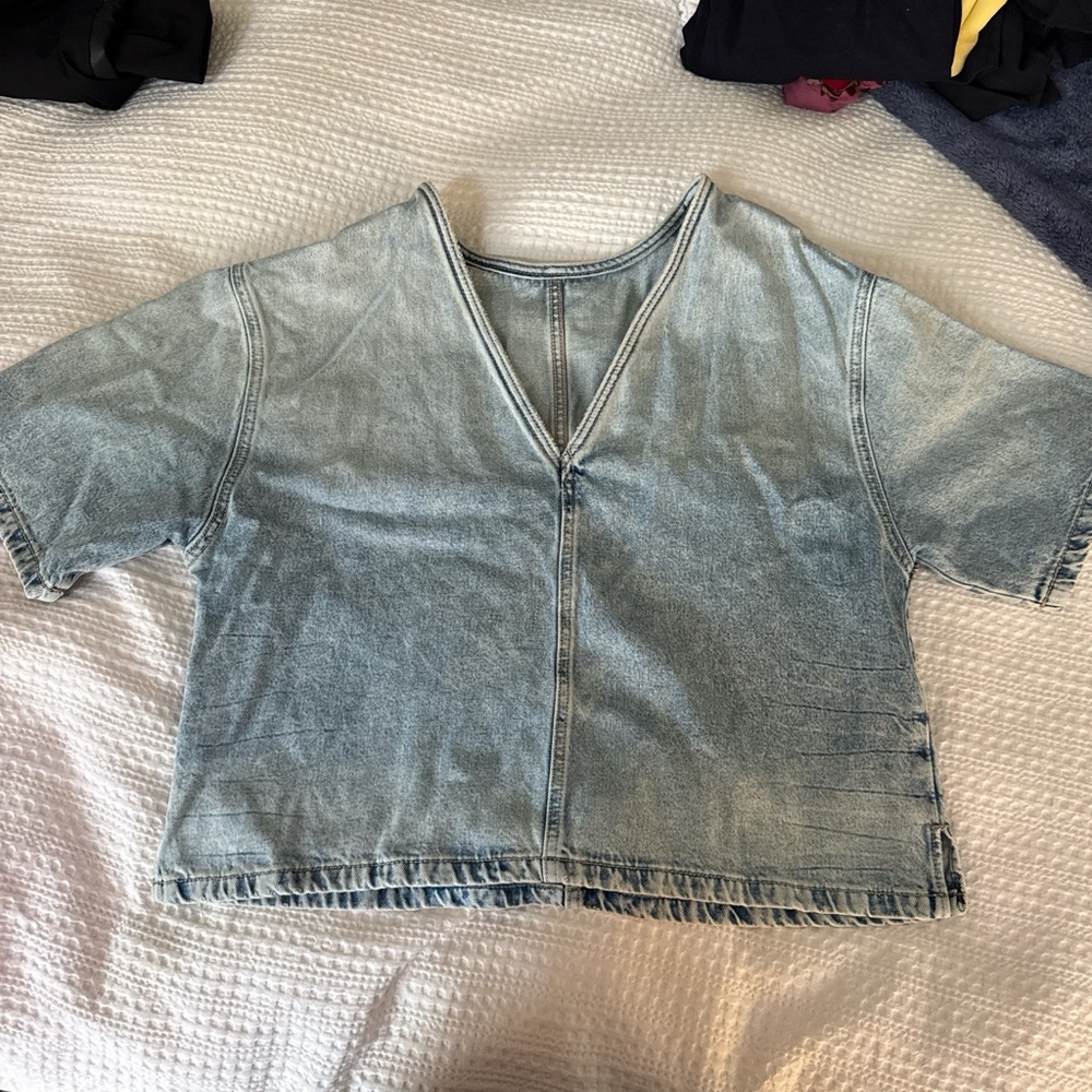 Zara Light Blue Denim Top